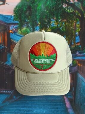 AVIATOR NATION Global Citizen Festival Central Park Tan mesh Trucker NEW Auth